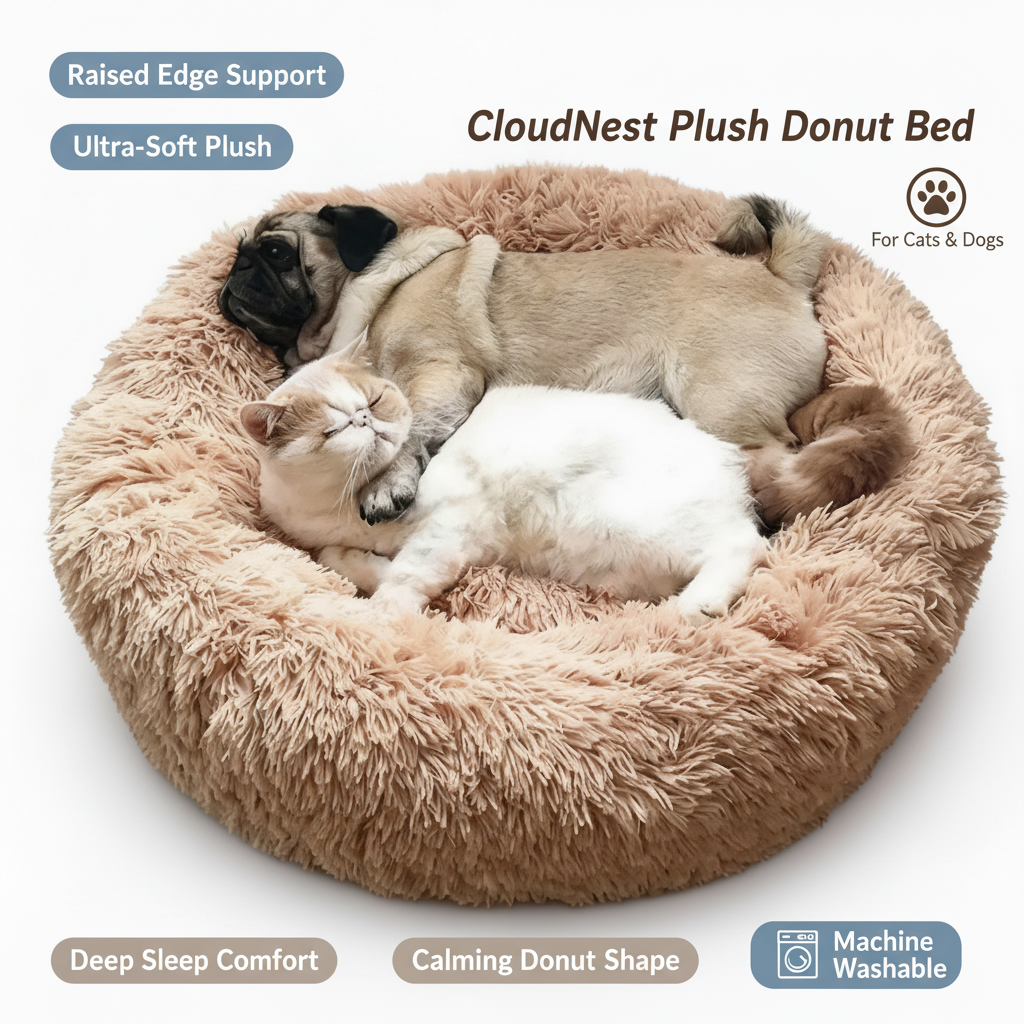 CloudNest Plush Donut Bed